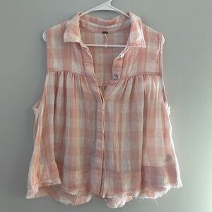 *3 for $15* Free People Gingham Sleeveless Blouse